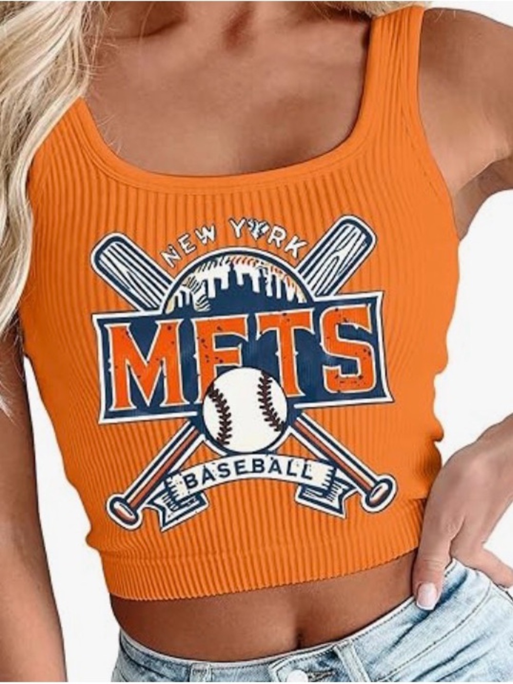 New York Mets Orange Cropped Tank Top NWOT